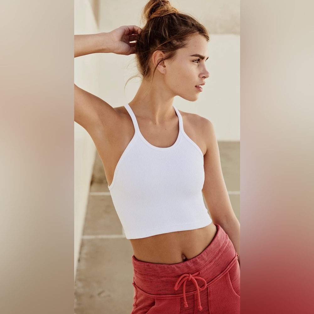 ❄️SOLD❄️Happiness Runs Crop Tank Top Sz:M/L (8-12) Color: White - Picture 1 of 5